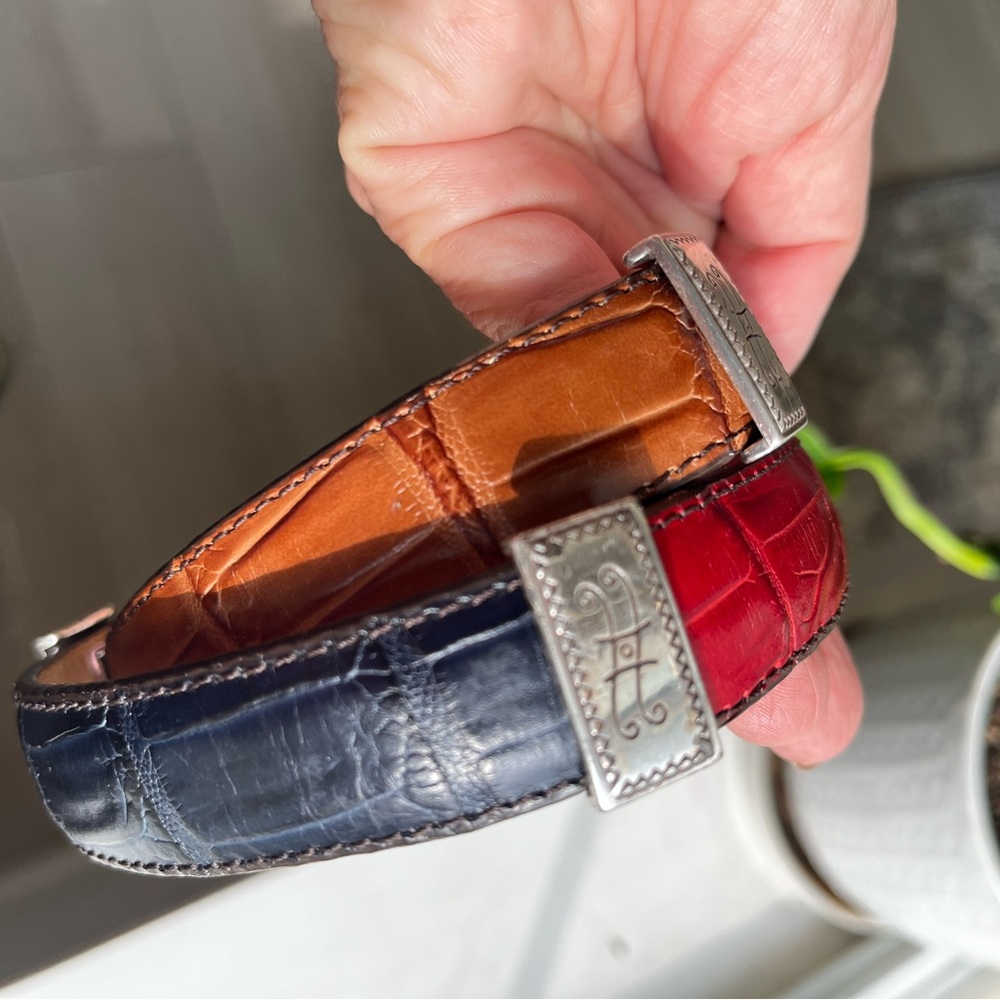 Brighton Brown Leather Belt with‎ Silver Hardware multicolor,